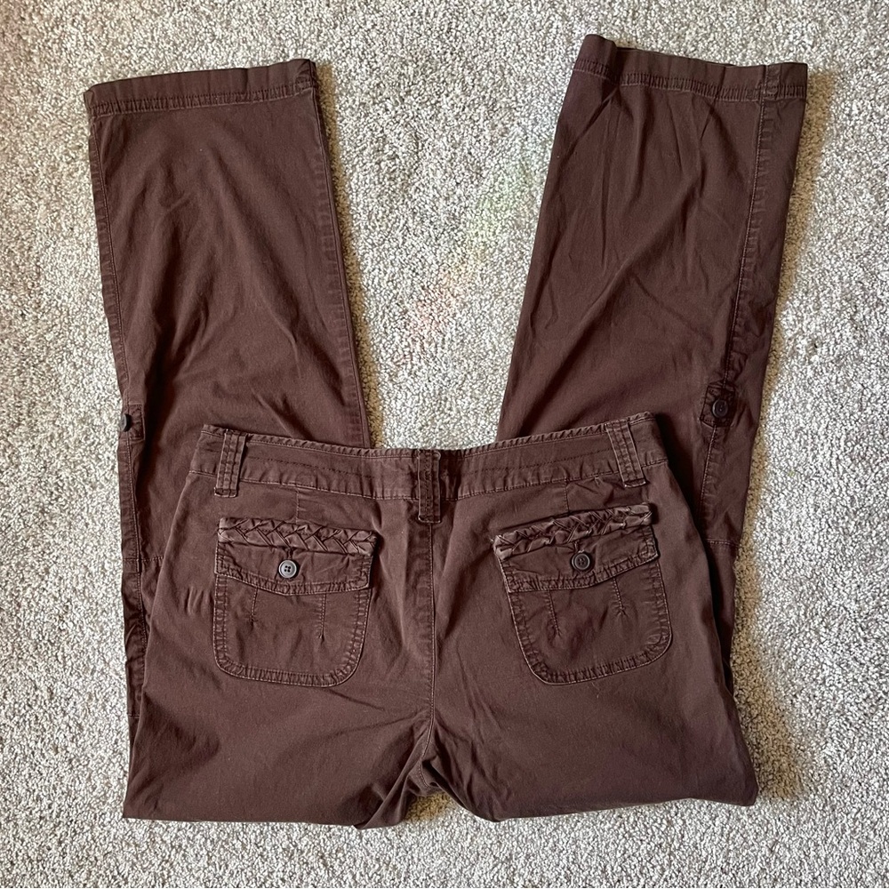 Brown Cargo Button Detail Ruff Hewn Pants Size 6